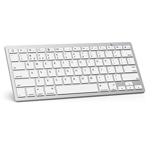 OMOTON Ultra-Slim Bluetooth Keyboard for iPad 10.2(10th/ 9th/ 8th Generation)/ 9.7, iPad Air 5th / 4th Generation, iPad Pro 11/12.9, iPad Mini, and More Bluetooth Enabled Devices, White