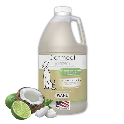 Wahl USA Dry Skin & Itch Relief Pet Shampoo for Dogs – Oatmeal Formula with Coconut Lime Verbena 64oz - Model 821004-050
