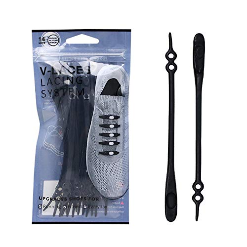 ZOOEASS No Tie Elastic Shoe Laces for Kids and Adults,Best for Sneaker(Black)