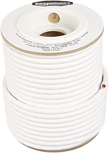 Amazon Basics 14-Gauge Audio Speaker Wire Cable - 99.9% Oxygen-Free Copper, 100 Feet, , White