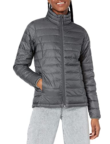 Amazon Essentials Women's Lightweight Long-Sleeve Water-Resistant Packable Puffer Jacket (Available in Plus Size), Charcoal Heather, X-Small