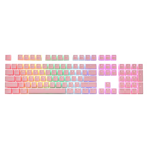 Redragon A130 Pink Pudding Keycaps, 104 Keys Standard Doubleshot PBT Keycap Set w/Translucent Layer for Mechanical Keyboard, OEM Profile, English (US) ANSI Layout