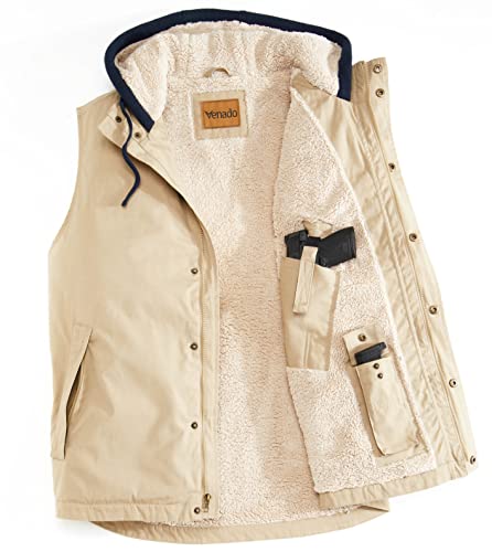 Venado Concealed Carry Vest – Hooded Vest for Men with Concealed Carry Pockets (Barnwood, 2XL)