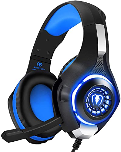 BlueFire Professional 3.5mm Gaming Headset Headphone with Mic and LED Lights for Playstation 4, PS5, Xbox one,Laptop, Computer (Blue)