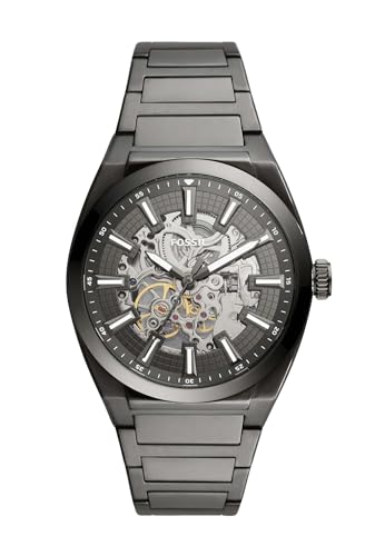 Fossil Men's Everett Automatic Stainless Steel Three-Hand Watch, Color: Smoke (Model: ME3206)