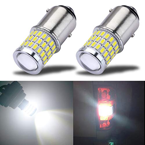 iBrightstar Newest 9-30V Super Bright Low Power 1157 2057 2357 7528 BAY15D LED Bulbs with Projector Replacement for Back Up Reverse Lights or Tail Brake Lights, Xenon White(6500K)