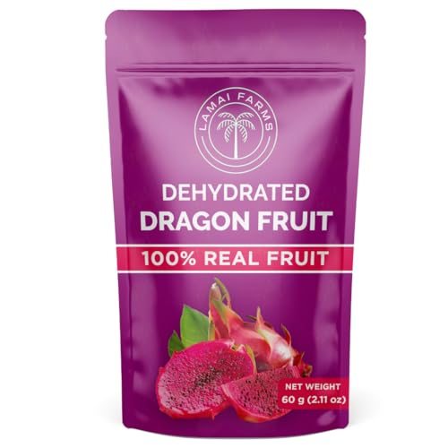 Dried Dragon Fruit, Superfood Snack, Premium Quality, Delicious, No Sugar Added, Healthy. Dragon Fruit Chips - Exotic Tropical Flavor Burst, All-Natural Snack, Perfect for Trail Mixes, Smoothie Bowls, and Culinary Creations - Elevate Your Beverages with Vibrant Color and Flavor: Ideal for Infusing Water, Cocktails, and Mocktails. 100% Pure, Packaged for Freshness and Convenience