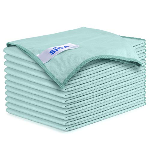 MR.SIGA Ultra Fine Microfiber Cloths for Glass, Pack of 12, 35 x 40cm 13.7' x 15.7'