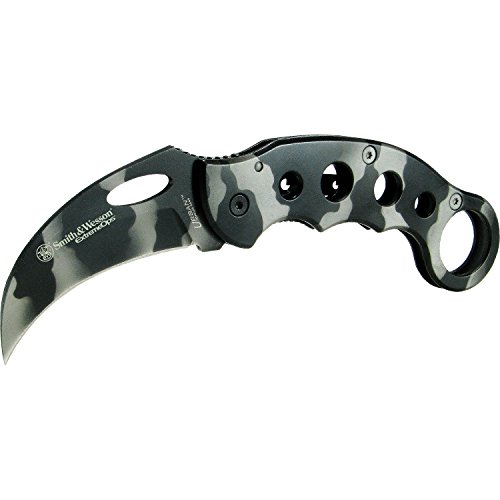 Smith & Wesson Extreme Ops CK32C 8in S.S. Karambit Folding Knife with 3in Hawkbill Blade and Stainless Steel Handle for Outdoor, Tactical, Survival and EDC