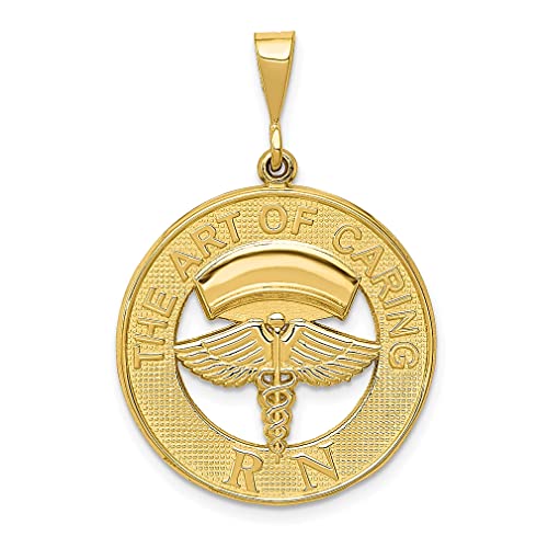 ICE CARATS 14k Yellow Gold Registered Nurse Caduceus Paramedic Rn Doctor Medical Student Nursing Symbol The Art Of Caring Necklace Charm Pendant