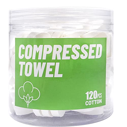 Herb Life 120 Pcs Compressed Towels, Disposable Face Compressed Towel, Mini Compressed Towel, Camping Towel, Portable Compressed Coin Tissue for Travel/Home/Outdoor Activities