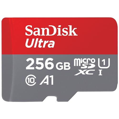 SanDisk 256GB Ultra microSDXC UHS-I Memory Card with Adapter - Up to 150MB/s, C10, U1, Full HD, A1, MicroSD Card - SDSQUAC-256G-GN6MA [New Version]