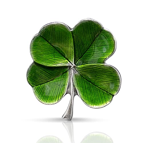 DANFORTH – Green Four Leaf Clover Lapel Pin, Shamrock Pin, Handcast Pewter Lapel Pin, 3/4', Made In USA