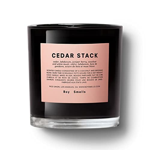 Cedar Stack Boy Smells Candle | 50 Hour Long Burn | Coconut & Beeswax Blend | Luxury Scented Candles for Home (8.5 oz)