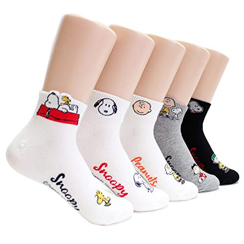 evei The Peanuts Snoopy Cartoon Movie Series Women's Original Socks (snoopy21_5pairs)