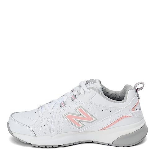 New Balance Women's 608 V5 Casual Comfort Cross Trainer, White/Pink, 8