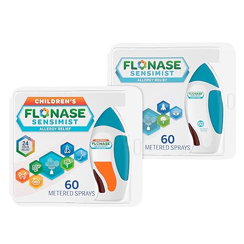 Flonase Sensimist Allergy Relief Nasal Spray Bundle, Non-Drowsy, MultiSymptom Relief for Kids and Adults – 120 Sprays Total (2 Bottles of 60 Sprays each)