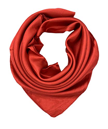 YOUR SMILE Pure Red Silk Feeling Scarf Women's Fashion Large Square Satin Headscarf (339)