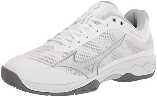 Mizuno Women's Wave Exceed Light Tennis Shoe, White/Silver, 8