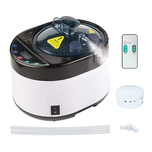 ZONEMEL 4 Liters Sauna Steamer, Portable Steam Generator with Remote Control, Stainless Steel Pot, Spa Machine with Timer Display for Body Detox (US Plug, Black)