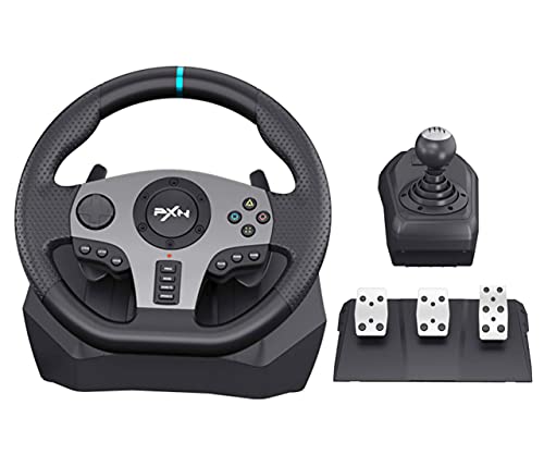 PXN V9 PC Steering Wheel with Pedals and Shifter 270/900 Degree Gaming Racing Wheel for PC,PS4,PS3,Xbox One, Xbox Series X/S,N-Switch (NOT Support Mac/PS5)