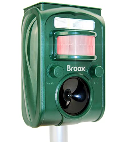 Broox 2024 Upgraded Solar Animal Repellent, Cat Repellent Outdoor, Squirrel Repellent, Deer Repellent, Ultrasonic pest Repeller, Waterproof Motion Detection, Dog, Raccoon, Skunk, Rabbit, Rodent