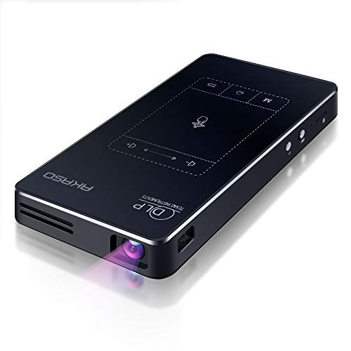 AKASO WT50 Mini Pocket Pico Projector, 1080P Movie Video DLP Portable Projector with Android OS, Built-in Battery WiFi & Bluetooth, Projector for Cookie Decorating, Connects to iPhone and Android
