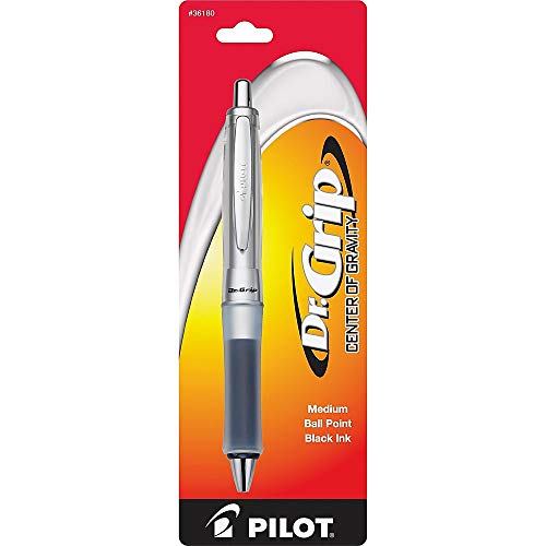 PILOT Dr. Grip Center of Gravity Refillable & Retractable Ballpoint Pen, Medium Point, Charcoal Grip, Black Ink, Single Pen (36180)