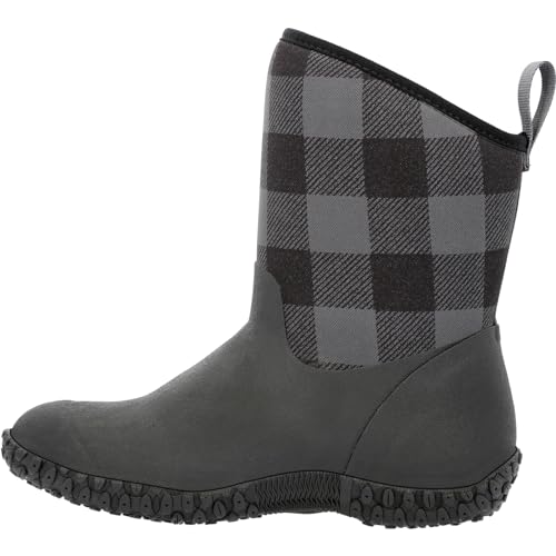 Muck Boot Muck Womens Muckster II Mid Cozy Fleece Lining Black/Grey Plaid, 9