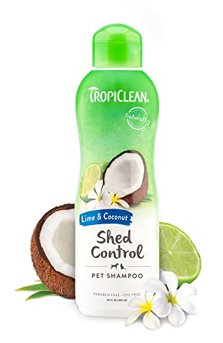 TropiClean Lime & Coconut Deshedding Dog Shampoo for Shedding Control | Natural Pet Shampoo Derived from Natural Ingredients | Cat Friendly | Made in the USA | 20 oz.