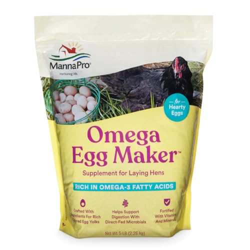 Manna Pro Omega Egg Maker - Chicken Feed Supplement for Laying Hens - Poultry Food with Omega-3 Fatty Acids - Digestion Support with Fortified Vitamins & Minerals - 5 lbs