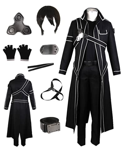YOUYI US size Men's Kirito Cosplay Costumes SAO Adult black Full suit (Male M)