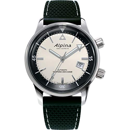 Alpina Men's Swiss Automatic Heritage Seastrong Diver Black Watch, Sapphire Crystal, Power Reserve, 300M Water Resistant Model: AL-525S4H6