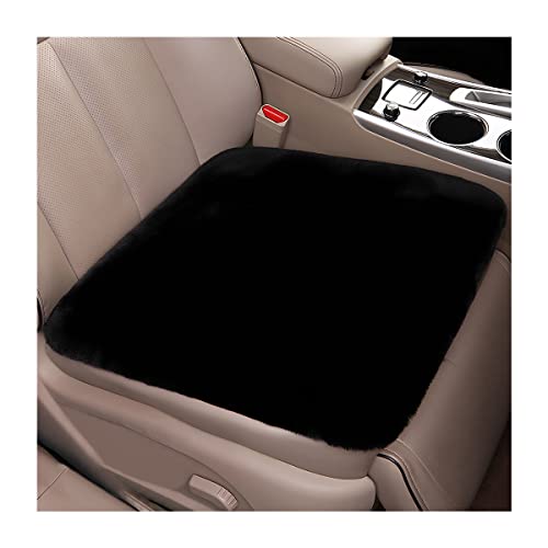 2Pack Car Front Seat Cushion, Soft Warm Faux Rabbit Fur Winter Auto Seat Cover, Fluffy Plush Vehicle Seat Protector Pad with Non-Slip Backing, Car Accessories for Home and Office Chair (Black)