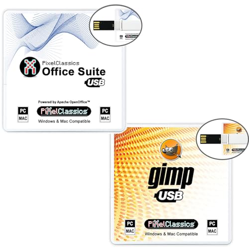 Office Suite 2024 Compatible with Microsoft Office Word, Excel & PowerPoint + GIMP Photo & Image Editing Software Compatible with Adobe Photoshop Elements files for Windows PC & Mac USB Bundle