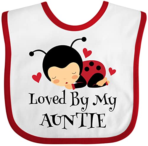 inktastic Loved By My Auntie Ladybug Baby Bib White and Red 20ece