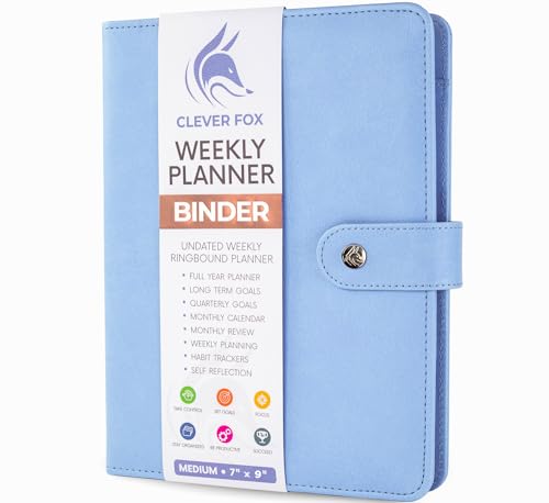 Clever Fox Weekly Planner Binder – Goal Setting Planner for Time Management & Weekly Tasks – Work & Life Organizer with To Do List & Habit Tracker – Undated, 7″ x 9″ Hardcover (Periwinkle)