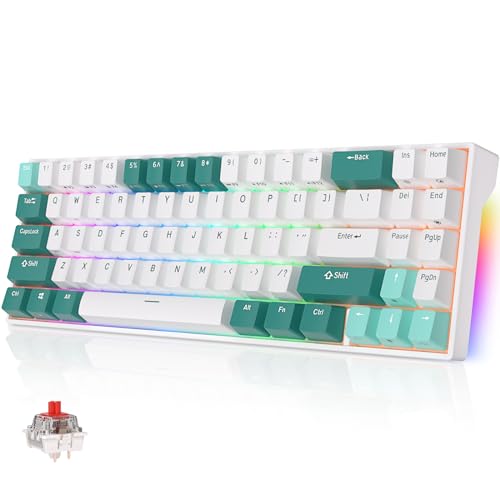 RK ROYAL KLUDGE RK71 Wireless Keyboard - 71Keys Compact Mechanical Gaming Keyboard, BT5.0/2.4GHz/Wired Connect, Programmable Macro, RGB Backlit Bluetooth TKL Keyboard for PC, Hot Swappable Red Switch