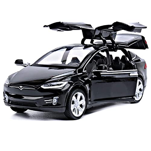 CorCar Toy Car Model X, Pull Back Car Toys Alloy Vehicles with Lights and Sound 1:32 Scale Model Car (Black)