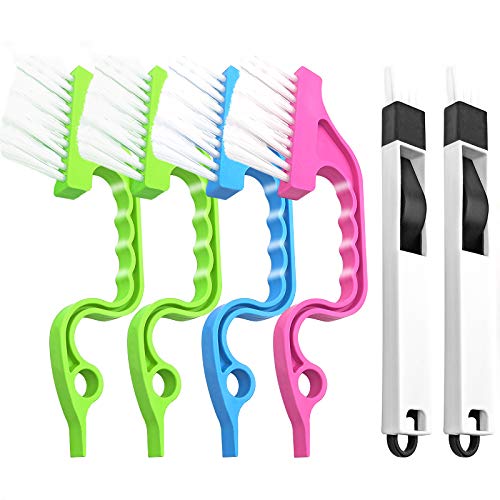 Crevice Gap Cleaning Brush Tool, 6pcs Hand-held Groove Gap Cleaning Tools, 2 in 1 Dustpan Cleaning Brushes, Shutter Door Window Track Kitchen Cleaning Brushes Kit