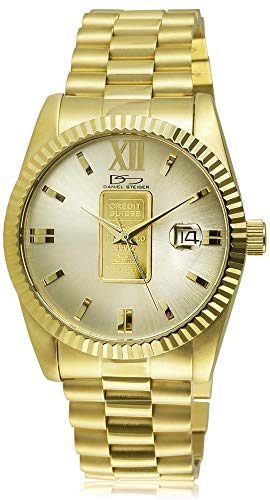 Daniel Steiger 24K Gold Ingot Men's Watch - Genuine 1g 24K Gold Ingot On Dial Complete with Swiss Certificate of Authenticity - Precision Quartz Movement - Magnificent Presenation Case
