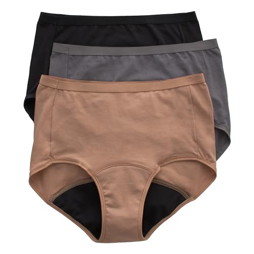 Hanes Womens Comfort, Period. Moderate Leaks Underwear, Protection Briefs, Brief, Neutrals, 9 US