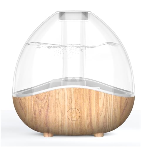 Ultrasonic Cool Mist Humidifier, Quiet Air Humidifiers for Bedroom, Desk Humidifiers Essential Oil Diffuser with Removable 1.5L Water Tank for Baby Nursery and Plants, Up To 24 Hours - Woodgrain