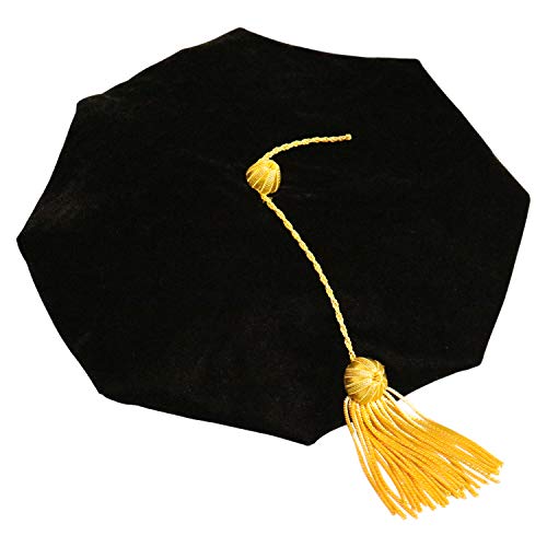 OSBO GradSeason Graduation Doctoral Tam 8-Sides Black Velvet with Gold Bullion Tassel