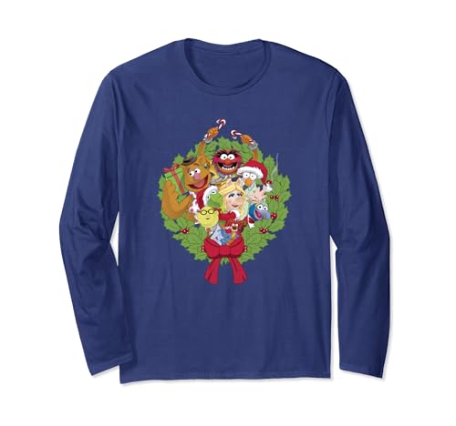 Disney The Muppets Christmas Muppet Group Wreath Long Sleeve T-Shirt