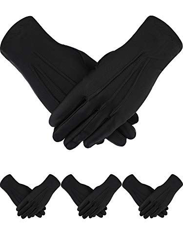 Sumind 4 Pairs White Cotton Gloves Adult Uniform Gloves Dress Glove for Police Formal Tuxedo Guard Parade Costume (White E)(Black)