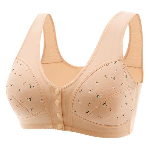 OPHPY My Orders Placed Recently by me, Daisy Bras for Older Women Front Closure Snap Wireless Bras Comfortable Convenient Push Up Bra Full Coverage Tshirt Bra