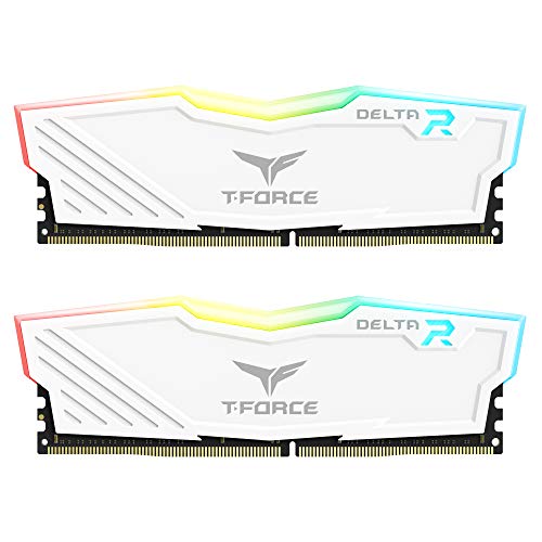 TEAMGROUP T-Force Delta RGB DDR4 32GB (2x16GB) 3600MHz (PC4-28800) CL18 Desktop Gaming Memory Module Ram TF4D432G3600HC18JDC01 - White