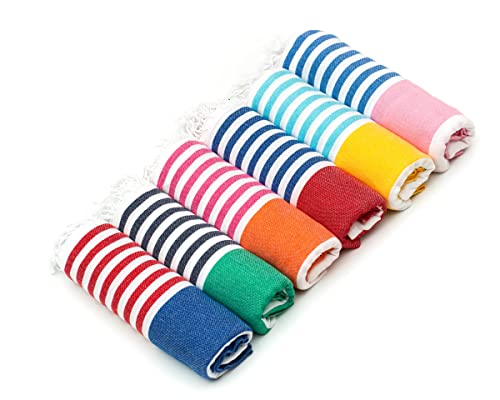 HAVLULAND Set of 6 Turkish Beach Towel Oversized 40x72 inch 100% Cotton Turkish Bath Towels Sand Free Quick Dry Extra Large Lightweight Travel Towel for Adults Beach Gifts