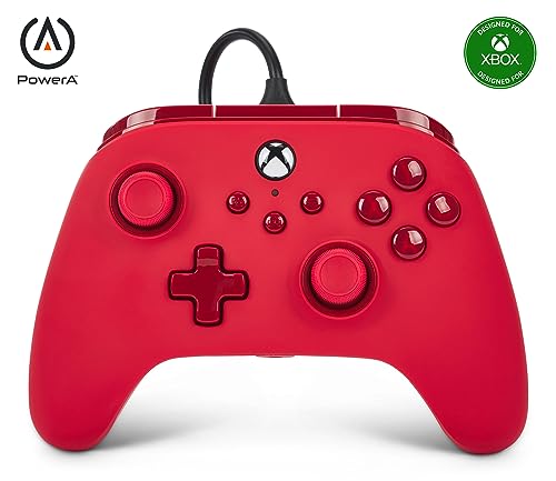 PowerA Advantage Wired Controller for Xbox Series X|S - Red, Xbox Controller with Detachable 10ft USB-C Cable, Mappable Buttons, Trigger Locks and Rumble Motors, Officially Licensed for Xbox